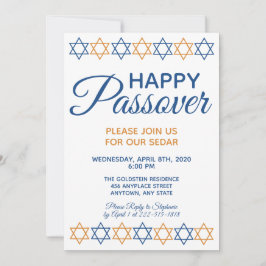 Elegant Passover Sedar Blue en Gold Star van David Kaart