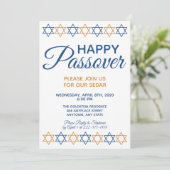 Elegant Passover Sedar Blue en Gold Star van David Kaart (Staand voorkant)