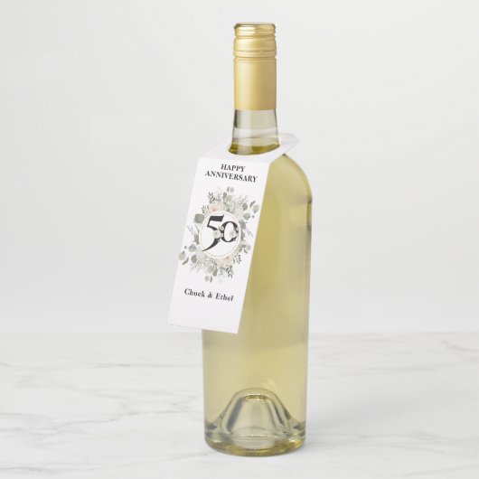 Elegant pasta 50e JUBILEUM Fles Hanger Label (Schuin)