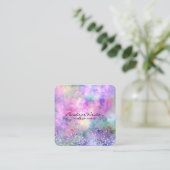 Elegant pasta Abstract met Silver Glitter Vierkante Visitekaartje (Staand voorkant)