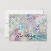 Elegant pasta-alcohol Ink Holographic Glitter Bedankkaart (Voorkant)