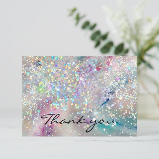 Elegant pasta-alcohol Ink Holographic Glitter Bedankkaart (Staand voorkant)