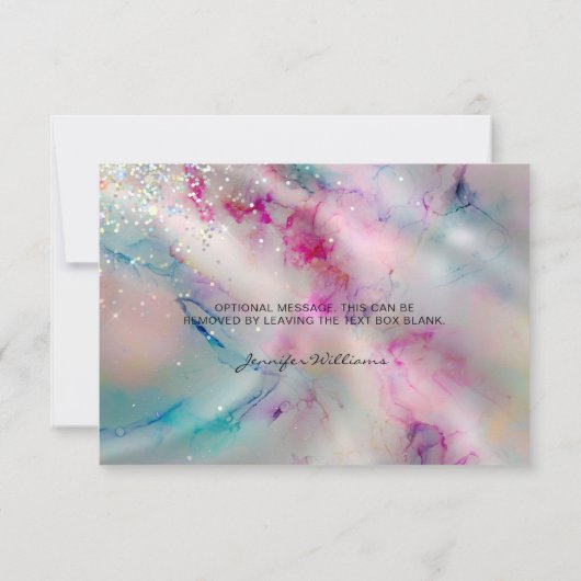 Elegant pasta-alcohol Ink Holographic Glitter Bedankkaart (Achterkant)