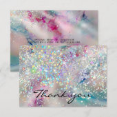 Elegant pasta-alcohol Ink Holographic Glitter Bedankkaart (Voorkant / Achterkant)