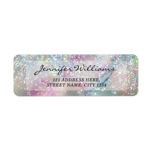 Elegant pasta-alcohol Ink Holographic Glitter Etiket (Voorkant)