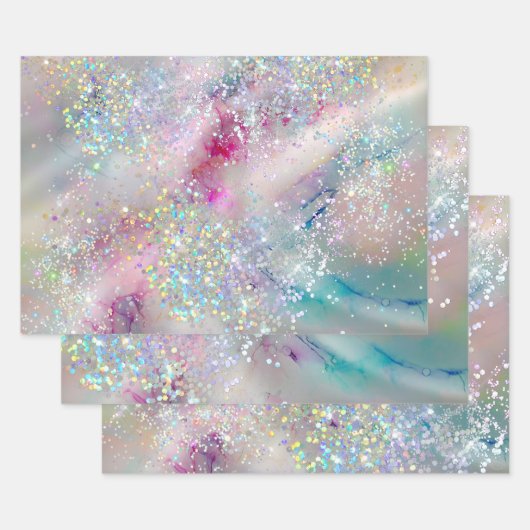 Elegant pasta-alcohol Ink Holographic Glitter Inpakpapier Vel (Set)