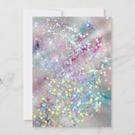 Elegant pasta-alcohol Ink Holographic Glitter Kaart (Achterkant)