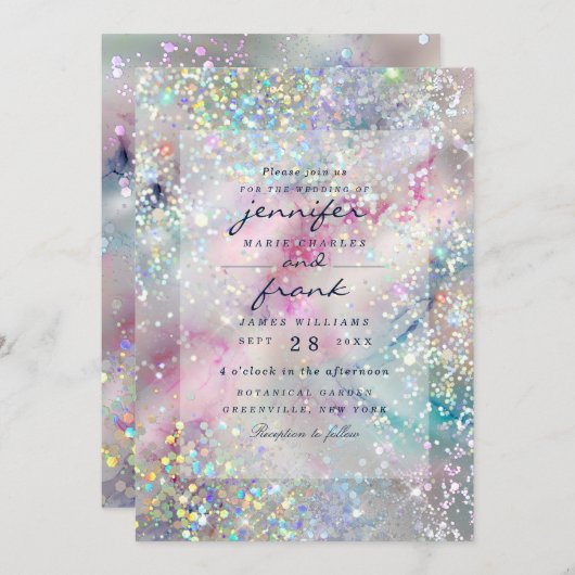 Elegant pasta-alcohol Ink Holographic Glitter Kaart (Voorkant / Achterkant)