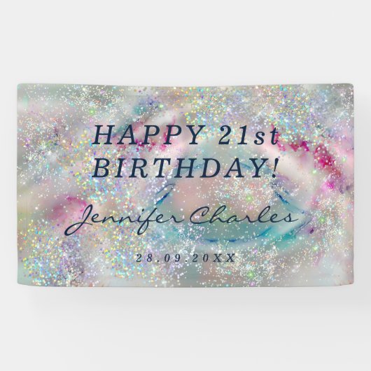 Elegant pasta-alcohol Ink Holographic Glitter Spandoek (Horizontaal)