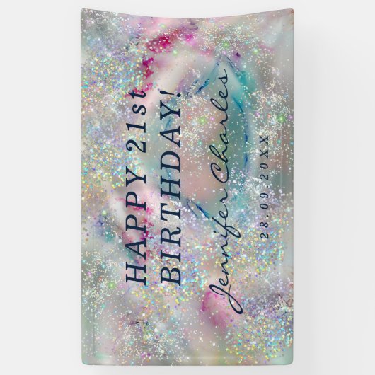 Elegant pasta-alcohol Ink Holographic Glitter Spandoek (Verticaal)