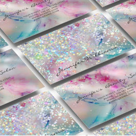 Elegant pasta-alcohol Ink Holographic Glitter Visitekaartje