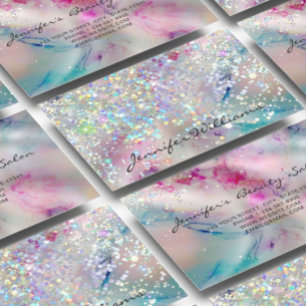 Elegant pasta-alcohol Ink Holographic Glitter Visitekaartje