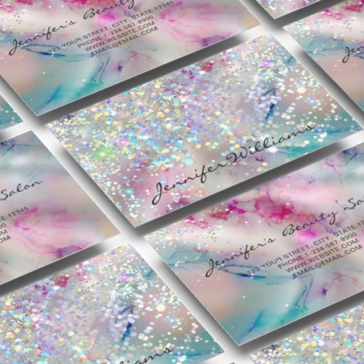 Elegant pasta-alcohol Ink Holographic Glitter Visitekaartje