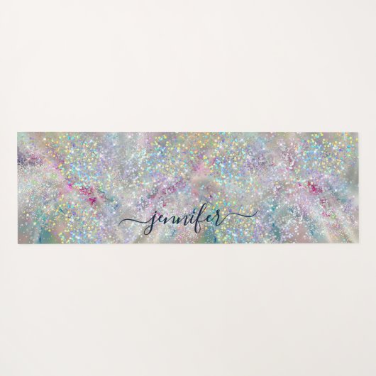 Elegant pasta-alcohol Ink Holographic Glitter Yogamat (Achterkant (horizontaal))