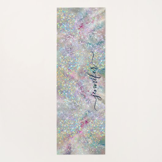 Elegant pasta-alcohol Ink Holographic Glitter Yogamat (Achterkant)