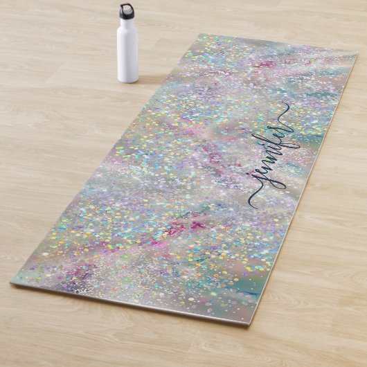 Elegant pasta-alcohol Ink Holographic Glitter Yogamat (In situ)