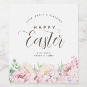 Elegant pasta Floral Pasen Wijn Etiket (Enkel label)