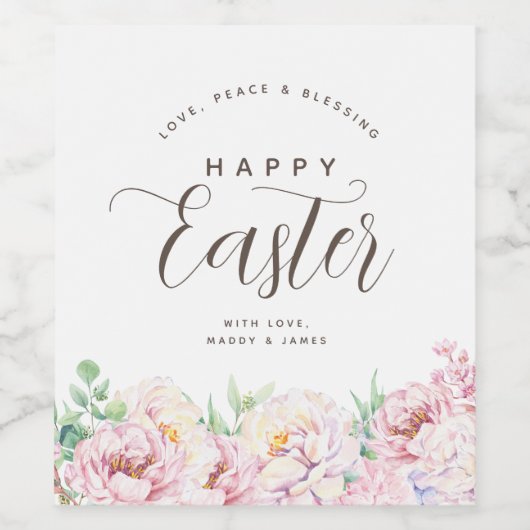 Elegant pasta Floral Pasen Wijn Etiket (Enkel label)