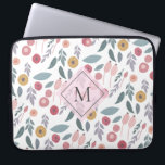 Elegant pasta Floral Pattern Monogram Laptop Sleeve<br><div class="desc">Kleurig pastelfloreel patroon met elegant monogram.</div>