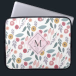 Elegant pasta Floral Pattern Monogram Laptop Sleeve<br><div class="desc">Kleurig pastelfloreel patroon met elegant monogram.</div>