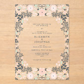 Elegant pasta Floral Wedding Acryl Uitnodigingen (Voorkant)
