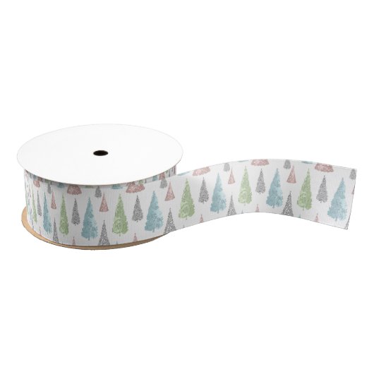 Elegant pasta Glitter Trees kerst Grosgrain Lint (Spoel)
