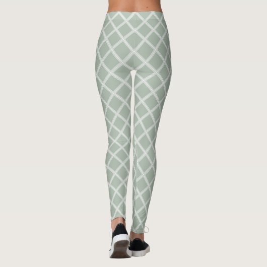 Elegant pasta-kleur Moderne groene witte Sjabloon Leggings (Achterkant)