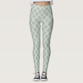 Elegant pasta-kleur Moderne groene witte Sjabloon Leggings (Voorkant)