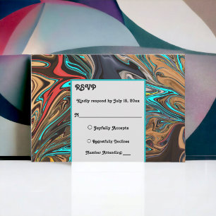 Elegant pasta Oil Colorful Waves Abstract Weddensc RSVP Kaartje
