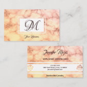 Elegant pasta Oranje marmer Stylish Monogram Visitekaartje (Voorkant / Achterkant)