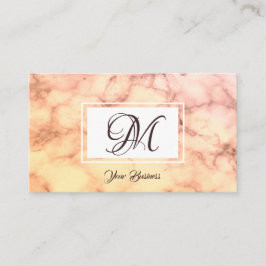 Elegant pasta Oranje marmer Stylish Monogram Visitekaartje