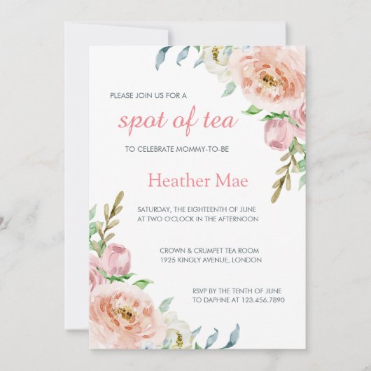 Elegant pasta roze Baby shower Kaart (Voorkant)