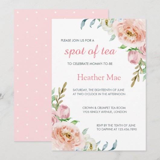 Elegant pasta roze Baby shower Kaart (Voorkant / Achterkant)