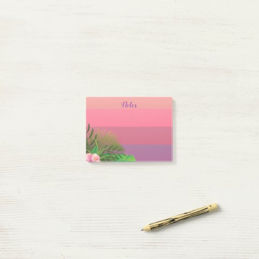 Elegant pasta roze exotische tropische Planten Post-it® Notes (Op bureau)