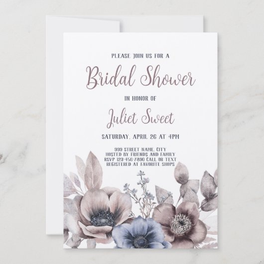 Elegant pasta-Vrijgezellenfeest van wilde bloemen Kaart (Voorkant)