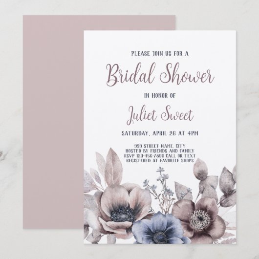 Elegant pasta-Vrijgezellenfeest van wilde bloemen Kaart (Voorkant / Achterkant)