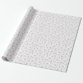 Elegant pastblauw en roze bloemen cadeaupapier (Uitgerold)