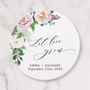 Elegant pasteelbloemen, laat liefdesverbouwen bedankjes labels