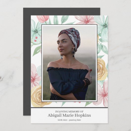 Elegant pasteeltje in het geheugen bedankkaart (Voorkant / Achterkant)