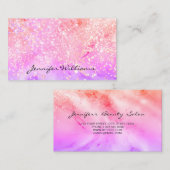Elegant pastel Alcohol Ink Holographic Glitter Bus Visitekaartje (Voorkant / Achterkant)