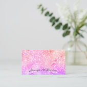 Elegant pastel Alcohol Ink Holographic Glitter Bus Visitekaartje (Staand voorkant)
