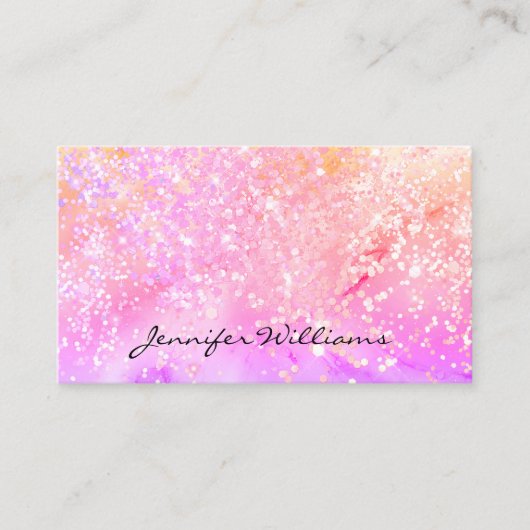 Elegant pastel Alcohol Ink Holographic Glitter Bus Visitekaartje (Voorkant)