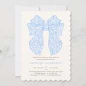 Elegant Pastel Baby Blue Lace Coquette Baby shower Kaart (Voorkant)