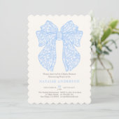 Elegant Pastel Baby Blue Lace Coquette Baby shower Kaart (Staand voorkant)