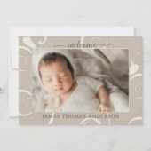 Elegant Pastel Baby Foto geboorteaankondiging Bedankkaart (Voorkant)