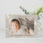 Elegant Pastel Baby Foto geboorteaankondiging Bedankkaart (Staand voorkant)