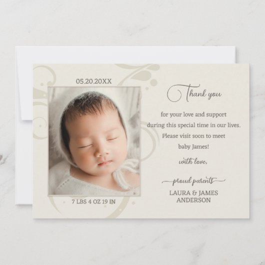 Elegant Pastel Baby Foto geboorteaankondiging Bedankkaart (Achterkant)