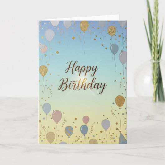 Elegant Pastel Balloons – Happy Birthday Card Kaart (Voorkant)