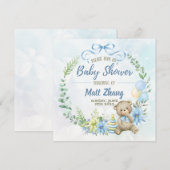 Elegant Pastel Blauw en wit Baby shower Kaart (Voorkant / Achterkant)