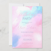 Elegant Pastel Blauw Roze Waterverf Schilderen Kaart (Voorkant)